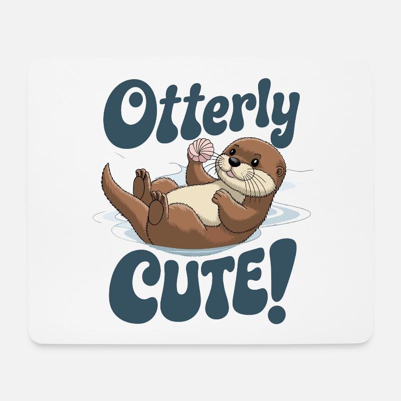 Otterly Süß Niedlicher Otter Mit Muschel - Mousepad (Querformat) - Weiß