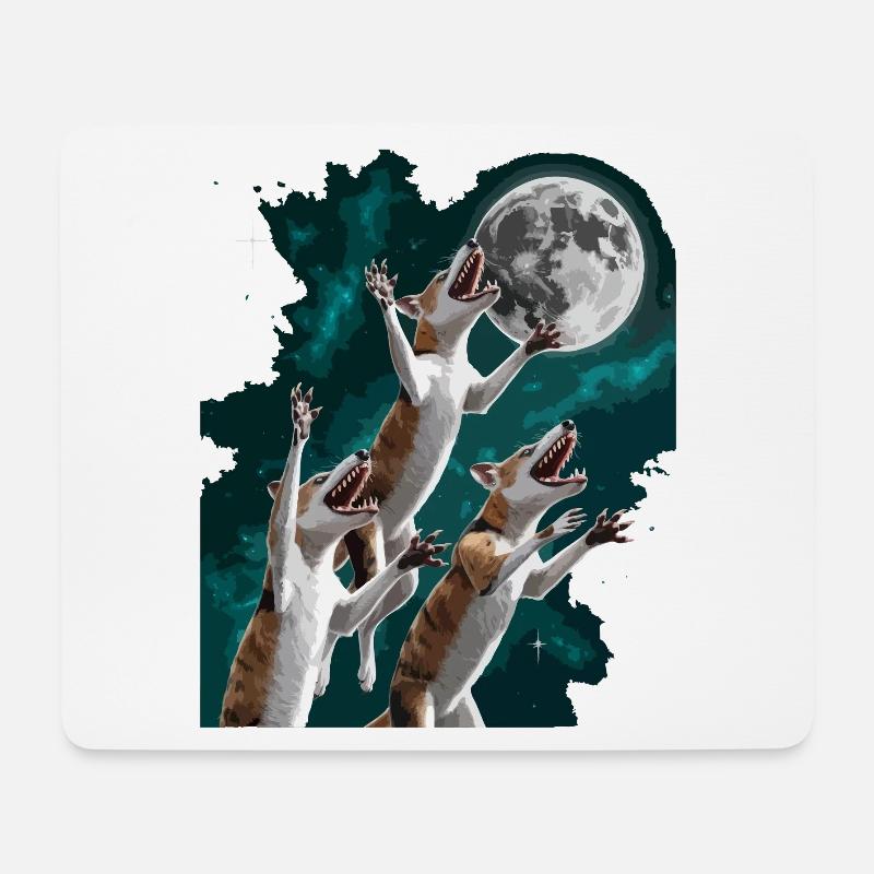 Mondnacht mit wilder Thylacines Tasmanischer Tiger - Mousepad (Querformat) - Weiß