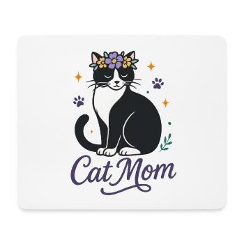 Maman Chat Amour floral pour les mamans chats - Tapis de souris (format paysage) - blanc - Devant
