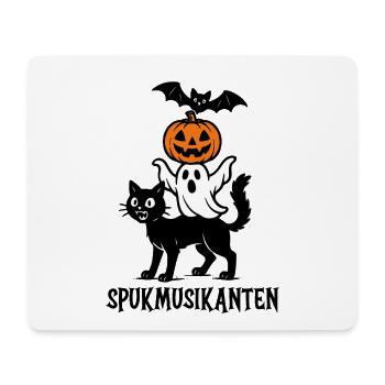 Musiciens hantés – Chat, fantôme, citrouille et chauve-souris - Tapis de souris (format paysage) - blanc - Devant