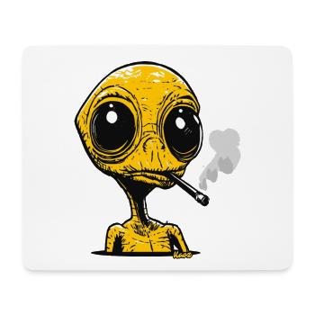 Alien with Cigarette Vintage Design - Mouse Pad (horizontal) - white - Front