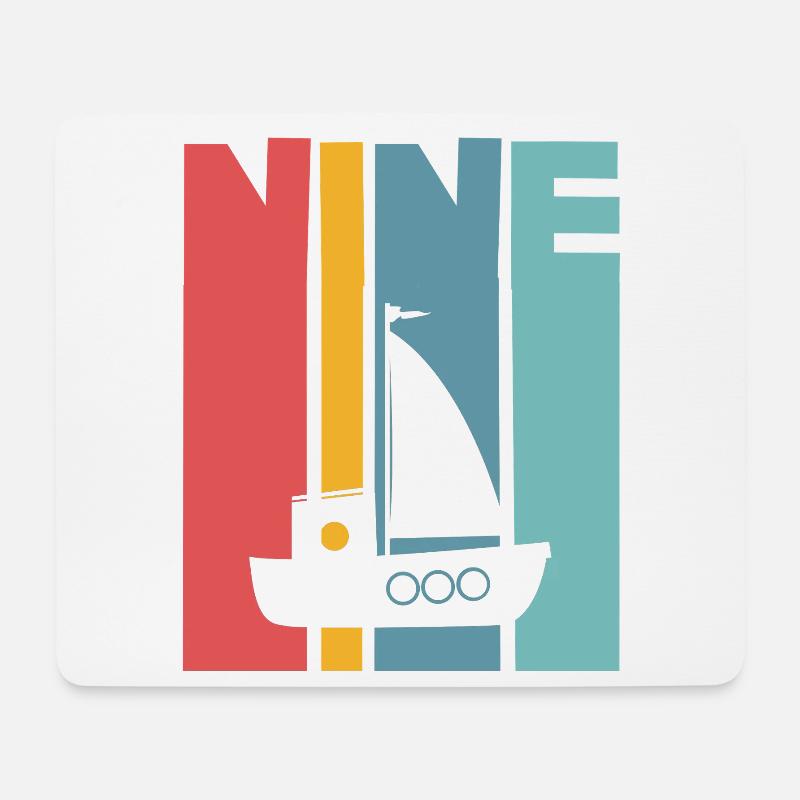 9. Geburtstag Segelschiff - Mousepad (Querformat) - Weiß