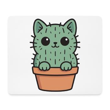 Cute Cactus Kitten Design - Mouse Pad (horizontal) - white - Front