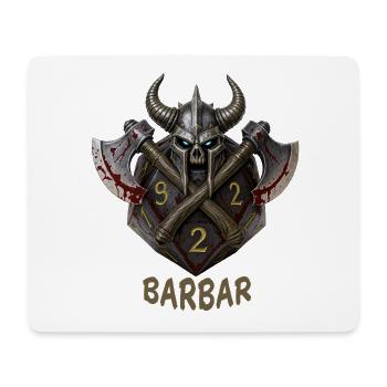 W20 mit Äxten & Hörnerhelm – Barbar Fantasy Dice - Mousepad (Querformat) - Weiß - Vorne