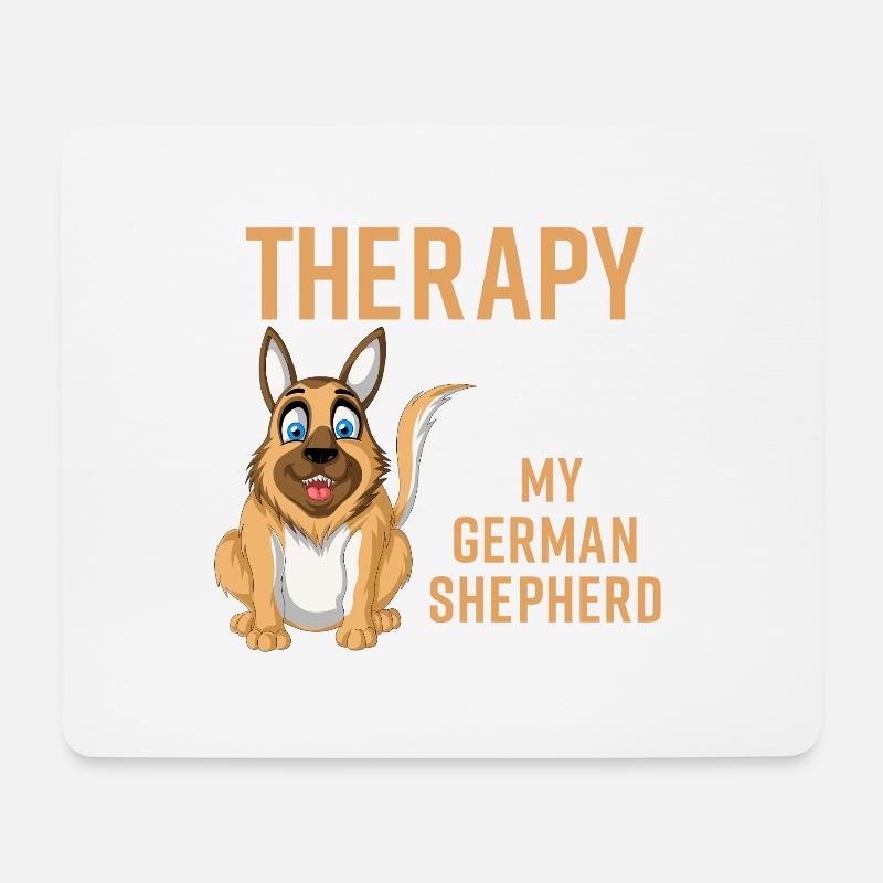 Ich brauche keine Therapie – ich brauche meinen Deutschen Schäferhund - Mousepad (Querformat) - Weiß