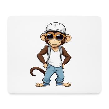 Cool Affe mit Sonnenbrille und Cap - Mousepad (Querformat) - Weiß - Vorne