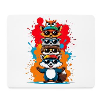 Funny Animal Sunglasses Caricature - Mouse Pad (horizontal) - white - Front