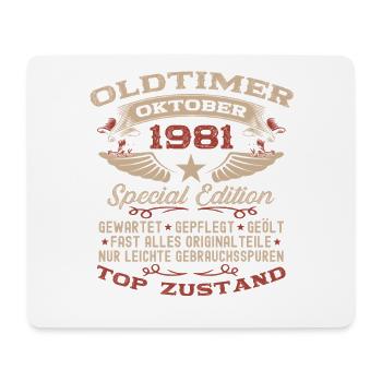 44th Birthday Gift Vintage Car October 1981 - Mouse Pad (horizontal) - white - Front