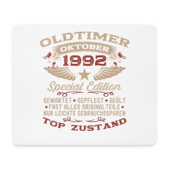 33. Geburtstag Geschenk Oldtimer Oktober 1992 - Mousepad (Querformat) - Weiß - Vorne