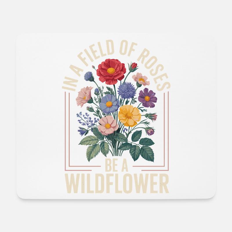 Dicton de fleurs sauvages - Tapis de souris (format paysage) - blanc