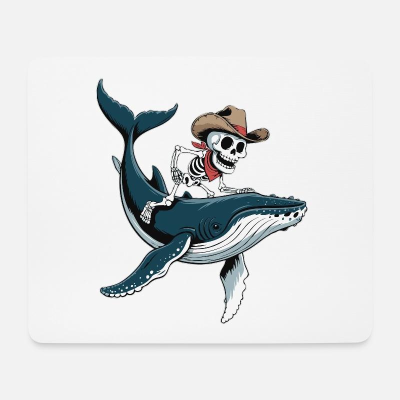 Cowboy skeleton on humpback whale - Mouse Pad (horizontal) - white