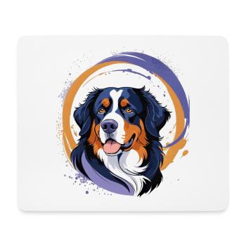 Berner Sennenhund mit lebendigen Farben - Mousepad (Querformat) - Weiß - Vorne