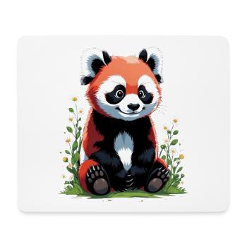 Süßer kleines roter Panda mit Blumen - Mousepad (Querformat) - Weiß - Vorne