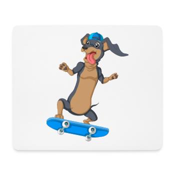 Dackel Skateboarding T-Shirt - Mousepad (Querformat) - Weiß - Vorne