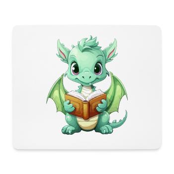 Doodle dragon with book - Mouse Pad (horizontal) - white - Front