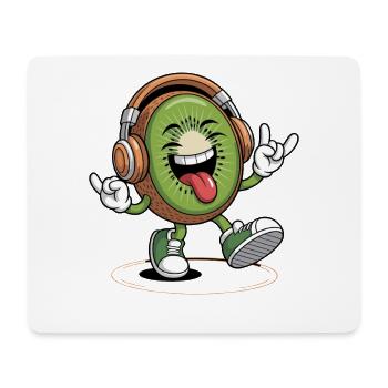 Cheerful kiwi with headphones rocks the music - Mouse Pad (horizontal) - white - Front