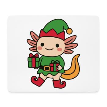 Axolotl als Weihnachtswichtel süß - Mousepad (Querformat) - Weiß - Vorne