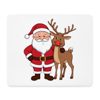 Festlicher Weihnachtsmann mit Rentier - Mousepad (Querformat) - Weiß - Vorne