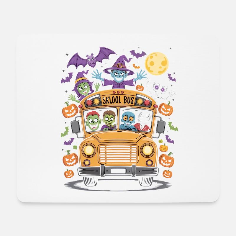 Halloween Sklool Bus Monster Class With Zombies - Mouse Pad (horizontal) - white