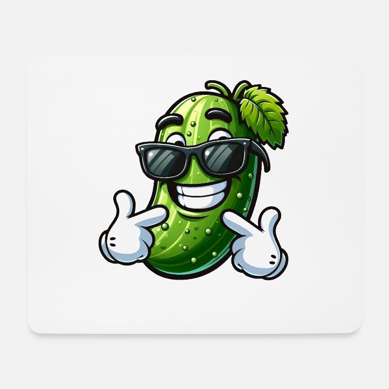 Coole Gurke Cartoon Sonnenbrille Sommer Spaß - Mousepad (Querformat) - Weiß