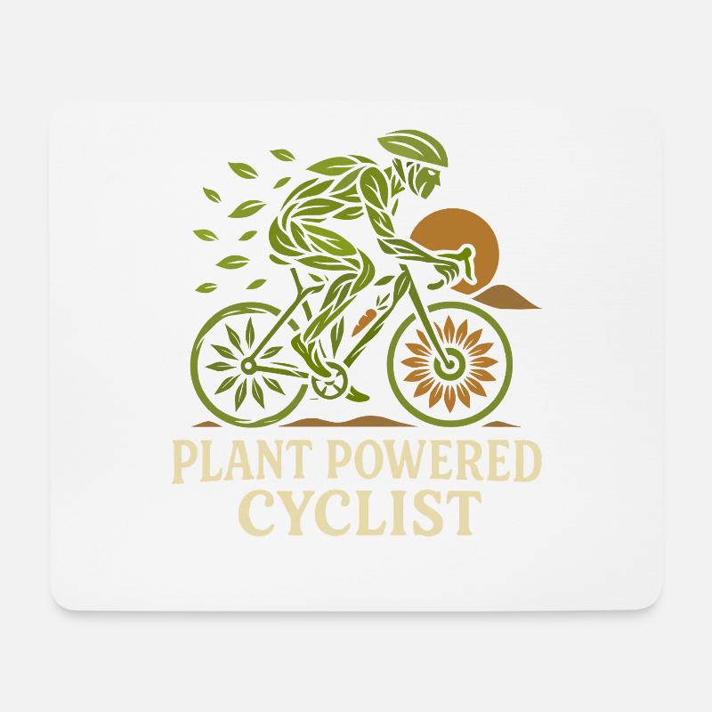 Pflanzenbetriebener Radfahrer - Mousepad (Querformat) - Weiß