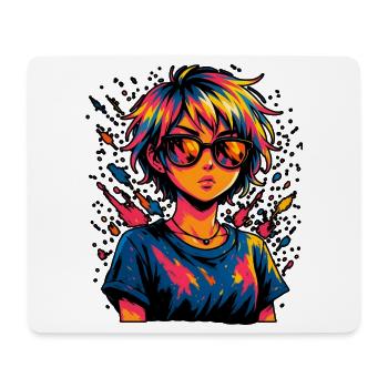 Kunstvolle Farbexplosion mit Sonnenbrille - Mousepad (Querformat) - Weiß - Vorne