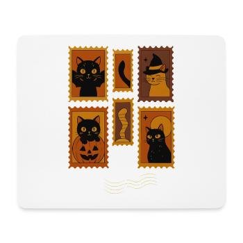 Collection de timbres de chat noir d’Halloween, Chats - Tapis de souris (format paysage) - blanc - Devant