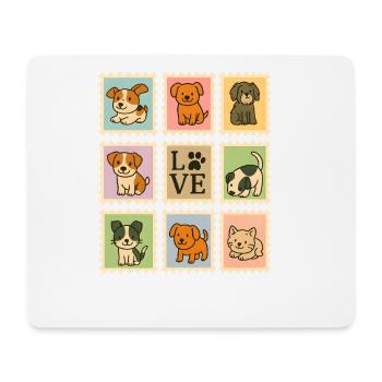 Adorable Puppy Dog Collection with Love Motif - Mouse Pad (horizontal) - white - Front