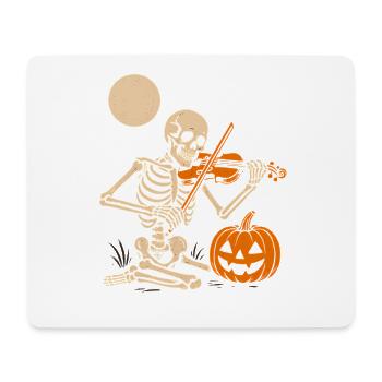 Skeletor avec violon et citrouille Halloween - Tapis de souris (format paysage) - blanc - Devant