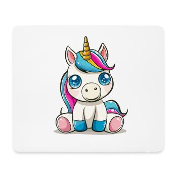 Colorful unicorn cartoon on cuddly fabric - Mouse Pad (horizontal) - white - Front