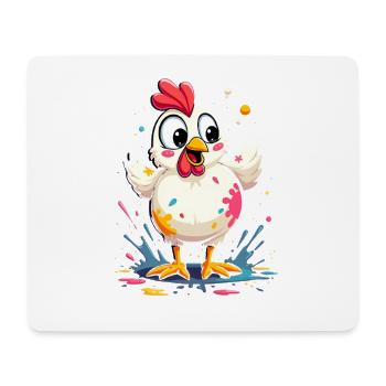 Poulet coloré mignon avec des éclaboussures de peinture - Tapis de souris (format paysage) - blanc - Devant