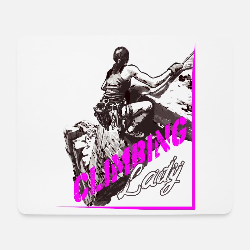 Climbing Lady Kletterin Bergsteigerin - Mousepad (Querformat) - Weiß