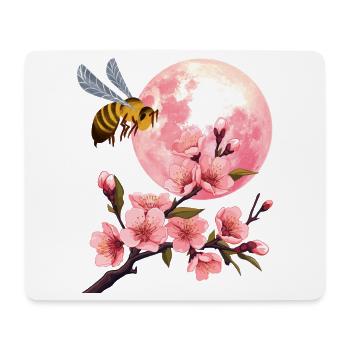 Mond und Kirschblüte - Mousepad (Querformat) - Weiß - Vorne