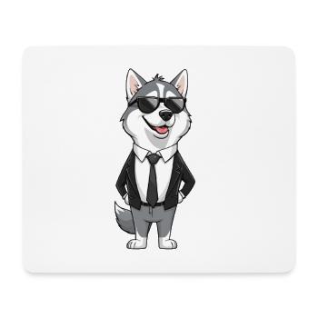 Husky glamour en costume noir et lunettes de soleil - Tapis de souris (format paysage) - blanc - Devant