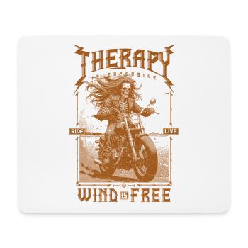La thérapie coûte cher Le vent est gratuit Motard - Tapis de souris (format paysage) - blanc - Devant