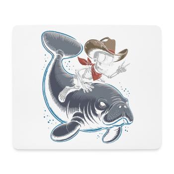 Squelette cow-boy chevauchant lamantin - Tapis de souris (format paysage) - blanc - Devant