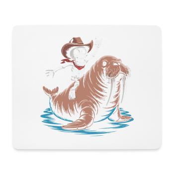 Skelettcowboy auf Walross - Mousepad (Querformat) - Weiß - Vorne