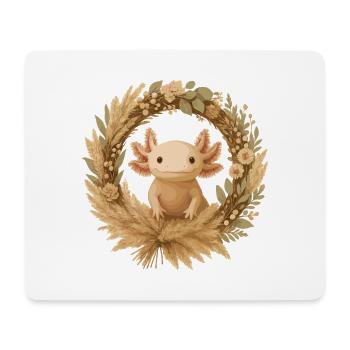 Axolotl im Boho Kranz – Natur & Weihnachten - Mousepad (Querformat) - Weiß - Vorne