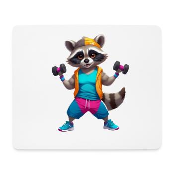 Raffinierter Waschbär Fitnessheld - Mousepad (Querformat) - Weiß - Vorne