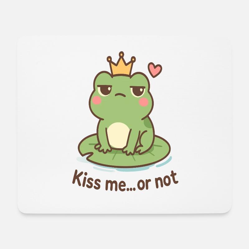 Kissing Frog King – Embrasse-moi ou pas - Tapis de souris (format paysage) - blanc