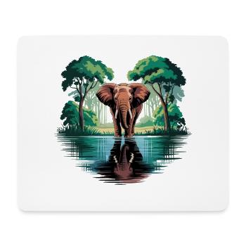 Majestätischer Elefant im Dschungel mit - Mousepad (Querformat) - Weiß - Vorne