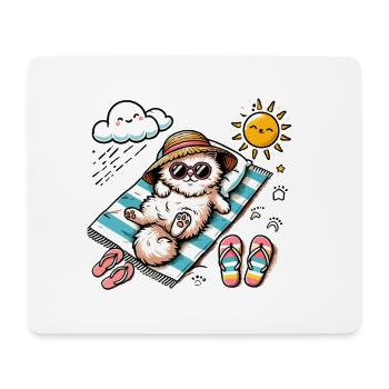 Beach Cat Relaxing Sun - Mouse Pad (horizontal) - white - Front