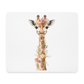Blumenkranz-Giraffe Eleganz - Mousepad (Querformat) - Weiß - Vorne