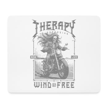Therapie ist teuer Wind ist kostenlos Motorradfahrer - Mousepad (Querformat) - Weiß - Vorne