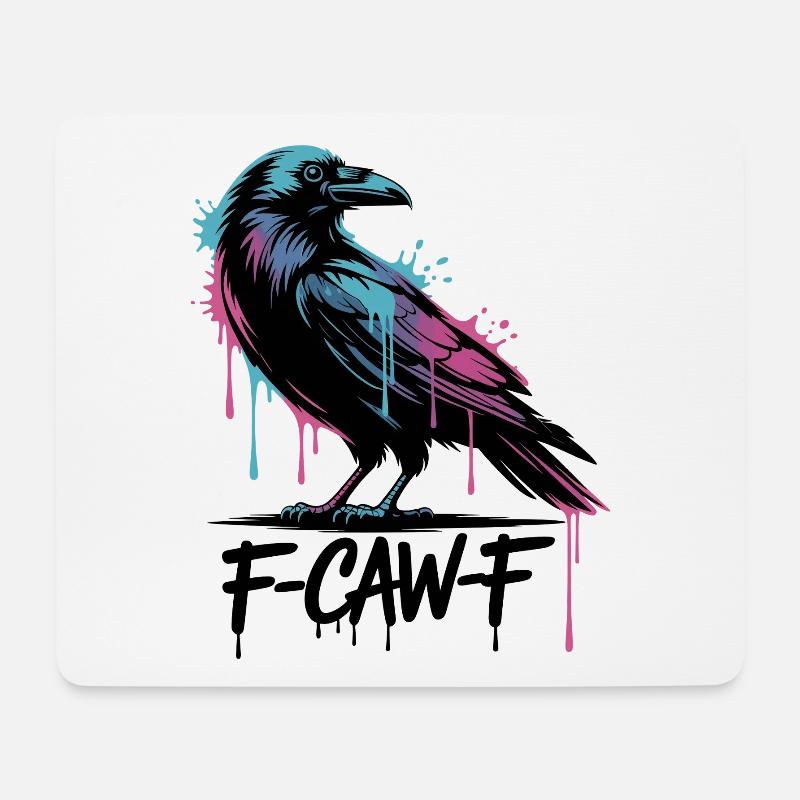 F-Caw-F Meme Krähe - Mousepad (Querformat) - Weiß