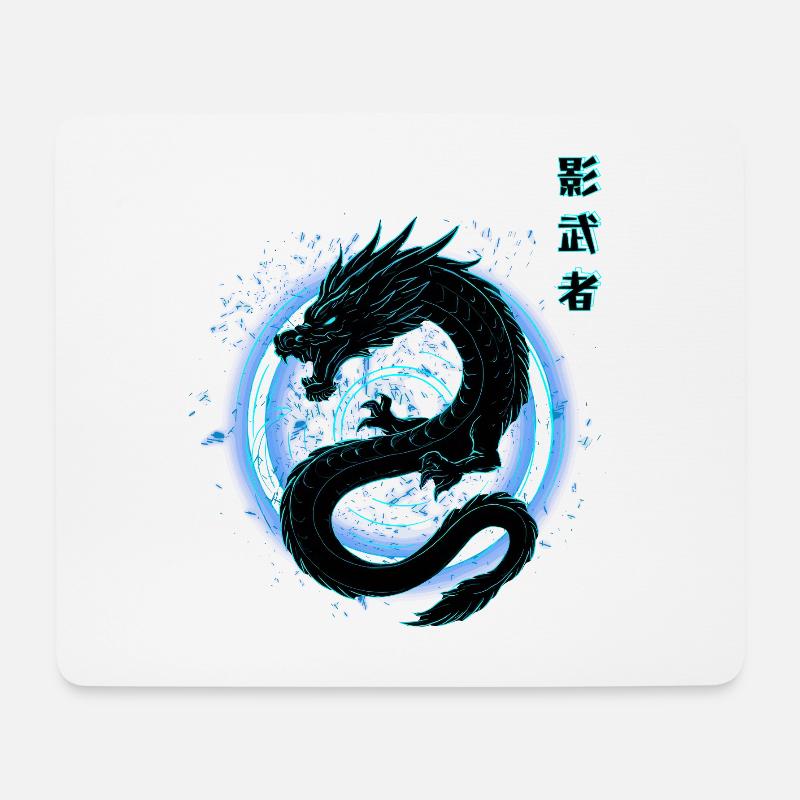 Japanisch neon blauer - Drache - Mousepad (Querformat) - Weiß