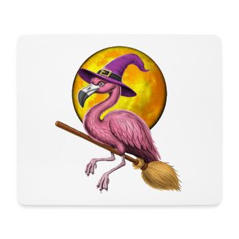 Flamingo Hexe Reitbesen - Mousepad (Querformat) - Weiß - Vorne