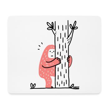 Funny Bigfoot hugging a tree - Mouse Pad (horizontal) - white - Front