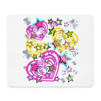 Retro Herz Herzen  - Mousepad (Querformat) - Weiß - Vorne