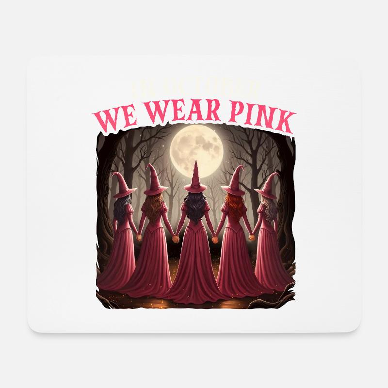 Im Oktober tragen wir Pink - Halloween Brustkrebs - Mousepad (Querformat) - Weiß
